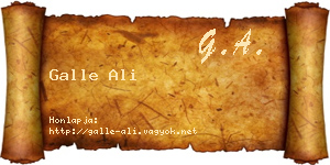 Galle Ali névjegykártya